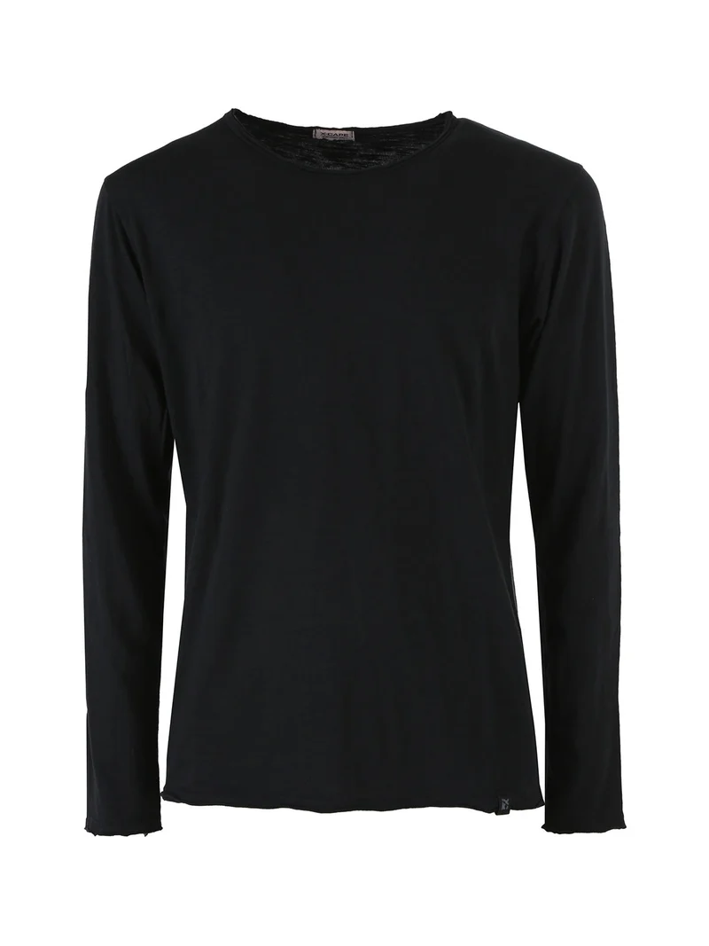 T-shirt da uomo a maniche lunghe in cotone - nero