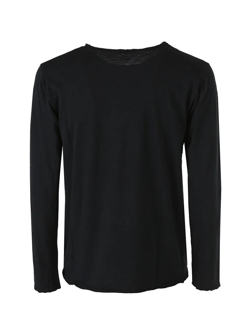 T-shirt da uomo a maniche lunghe in cotone - nero