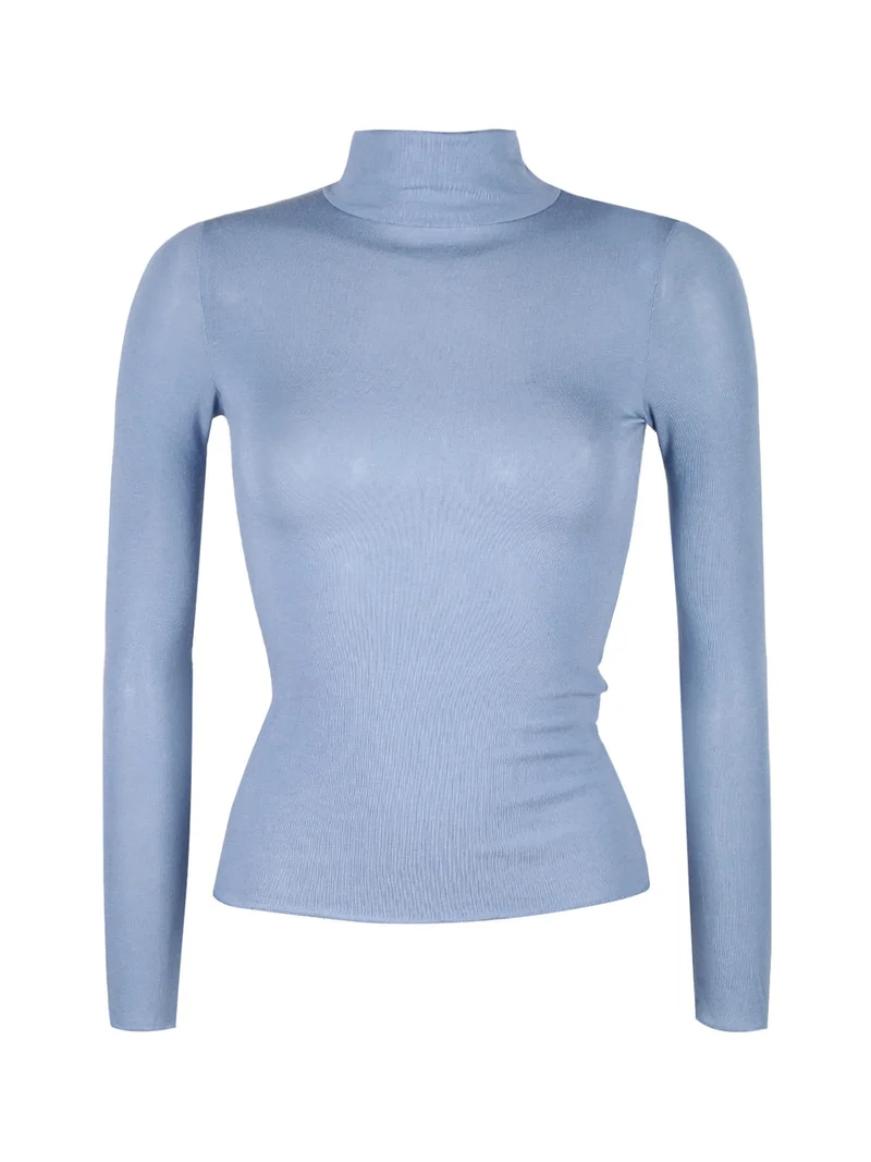 Dolcevita donna in cashmere ultra light - azzurro