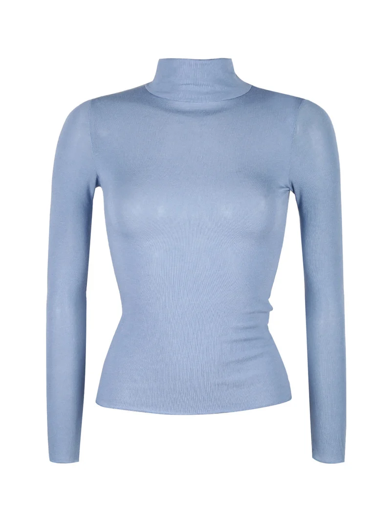 Dolcevita donna in cashmere ultra light - azzurro