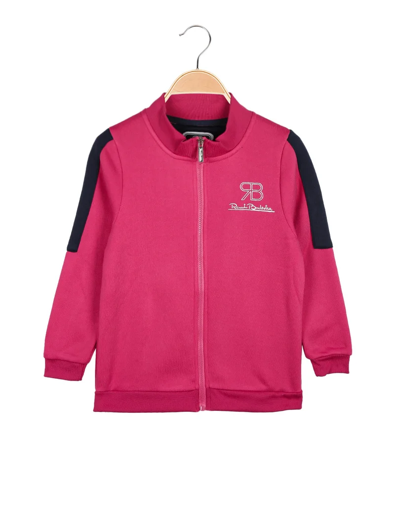 Felpa pesante da bambina con zip - fucsia