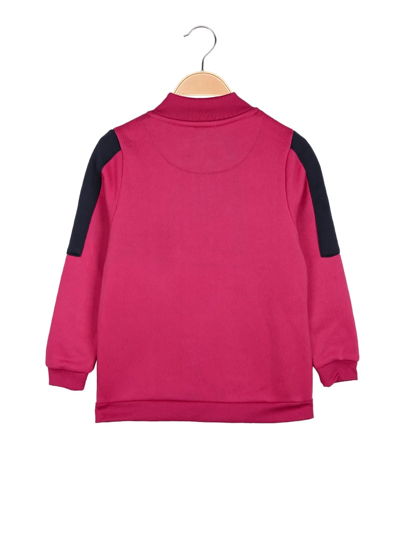 Felpa pesante da bambina con zip - fucsia