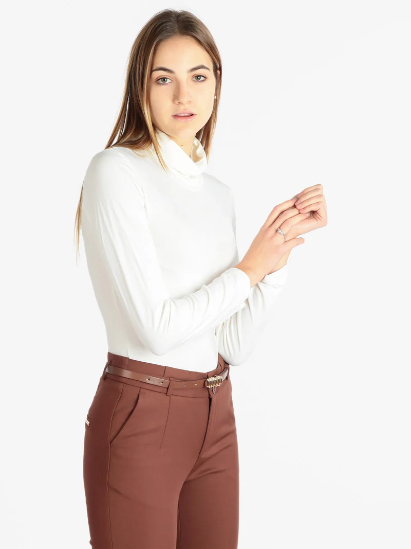 Body dolcevita manica lunga - bianco