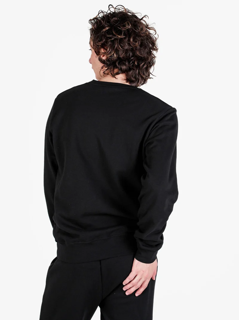 Felpa girocollo da uomo in cotone con logo - nero