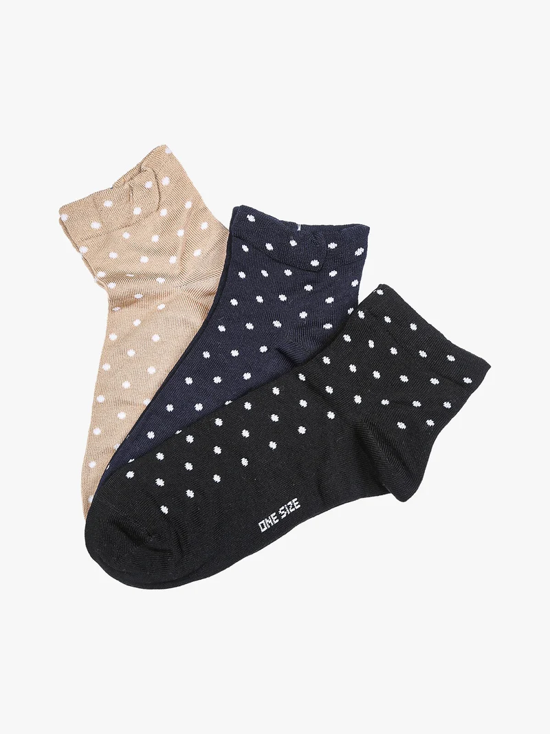 Confezione da 3 paia di calze corte da donna a pois - blu scuro