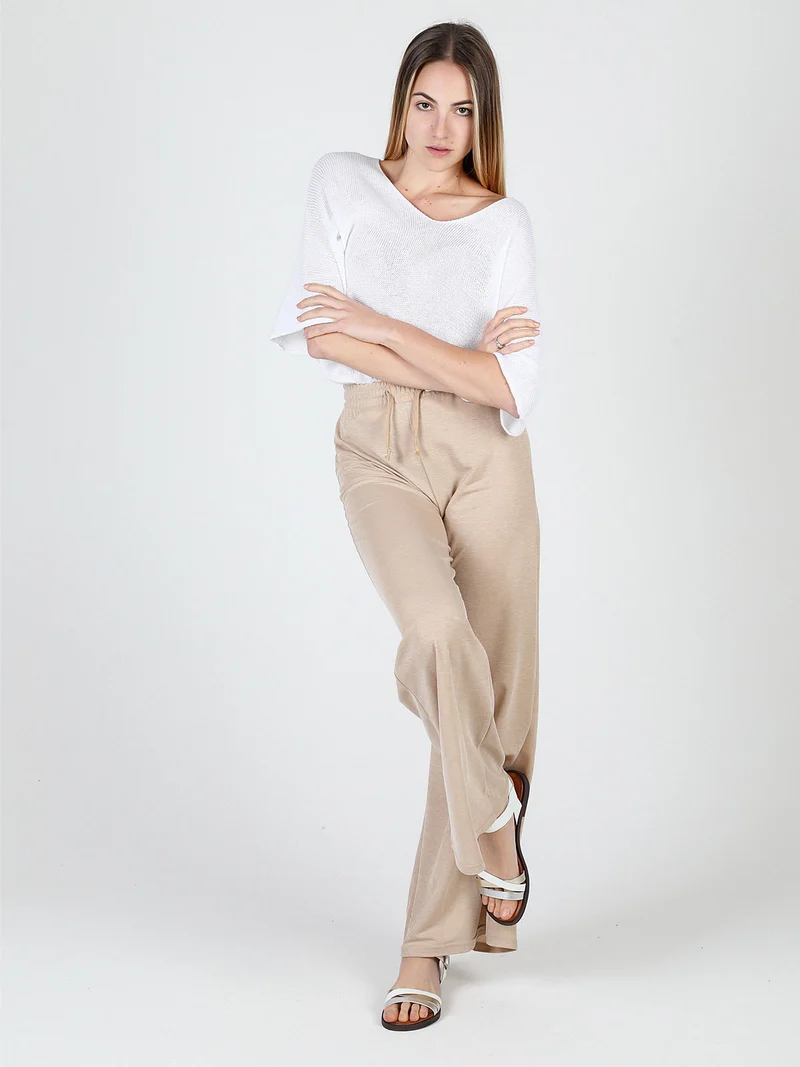 Pantaloni donna a palazzo - beige