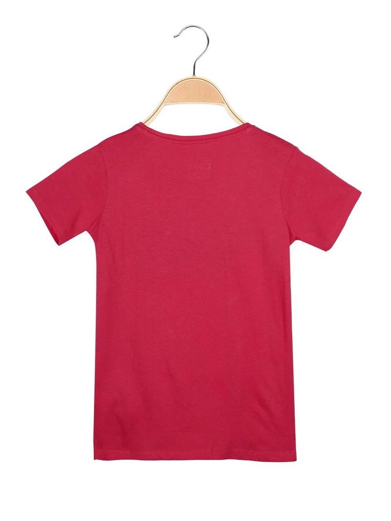 T-shirt con scritta e glitter - rosa