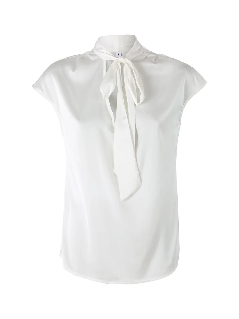 Blusa donna senza maniche con scollo a V profondo - bianco