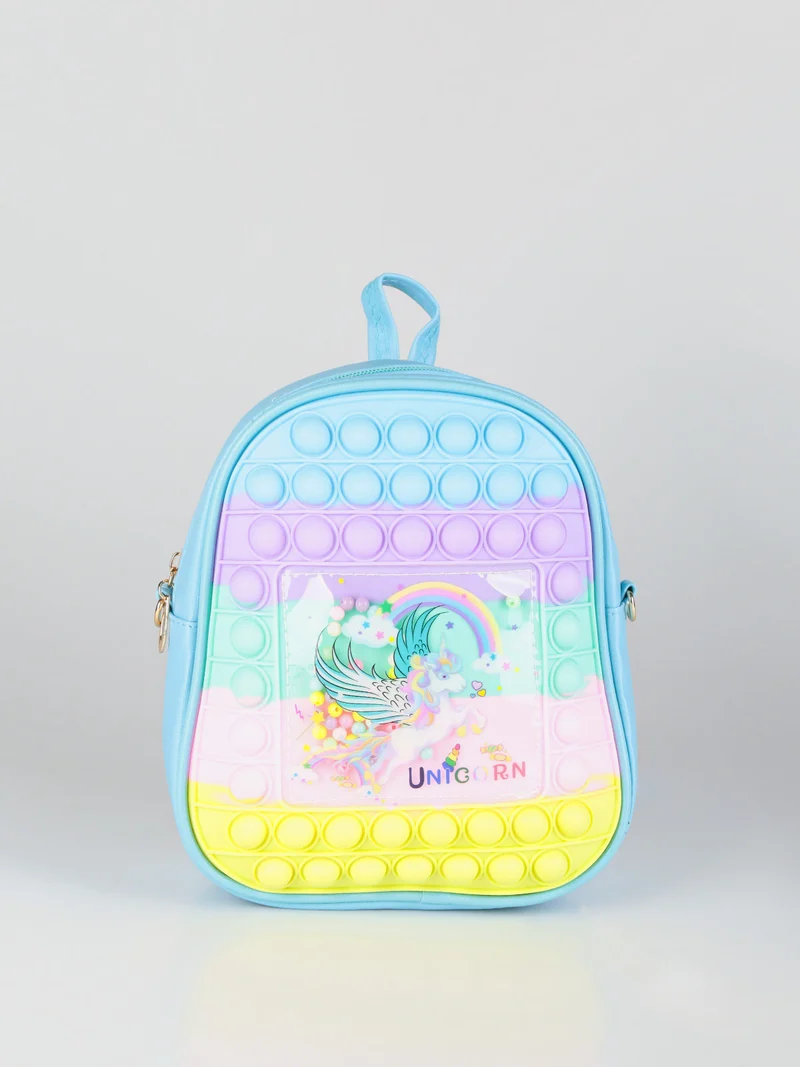 Zainetto bimba con pop it - azzurro