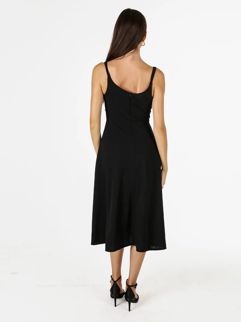 Abito donna svasato con doppie spalline strette - nero