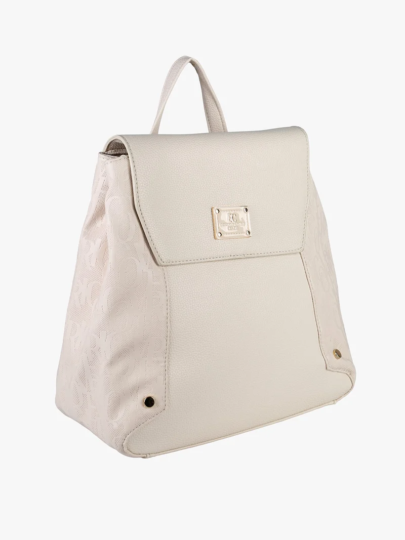 Zaino donna in ecopelle con patta - panna