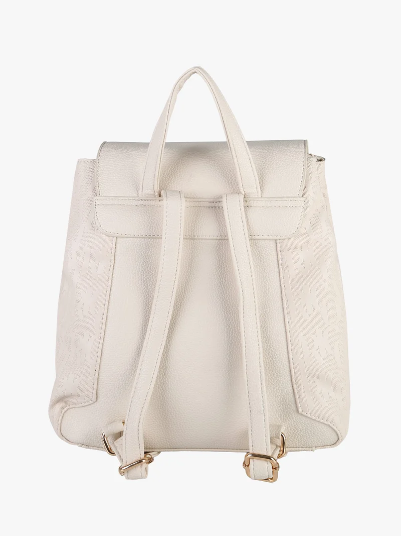 Zaino donna in ecopelle con patta - panna