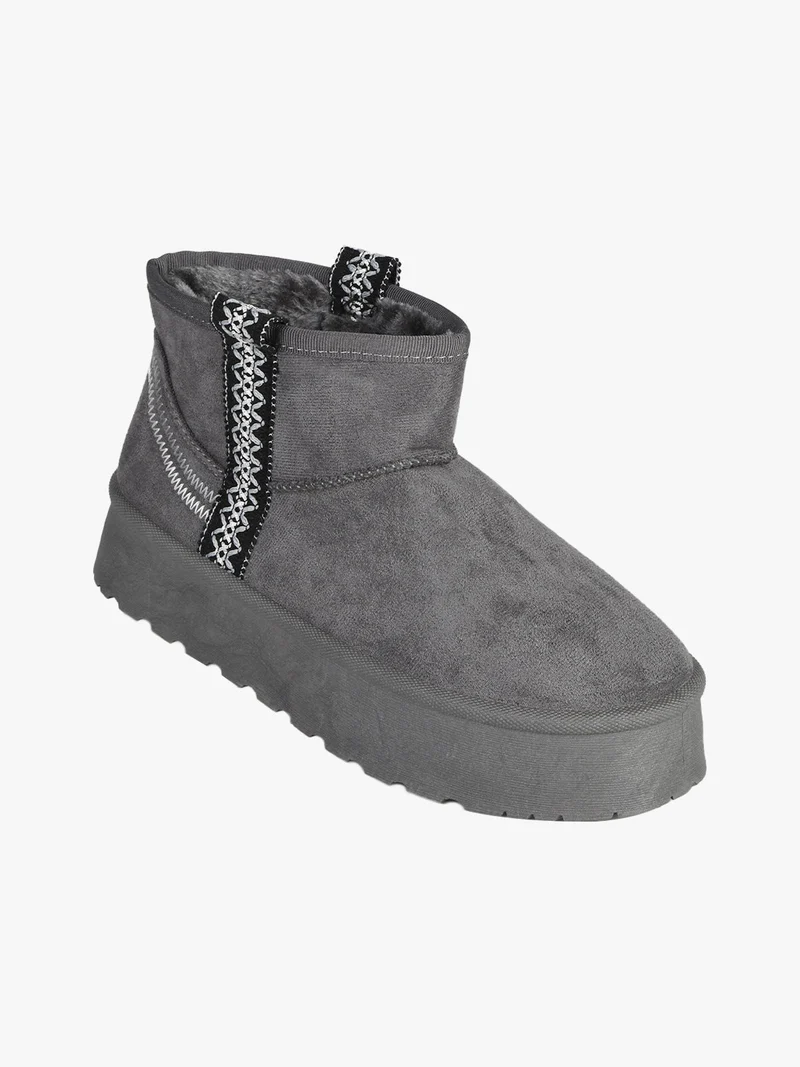 Stivaletti donna pelosi con platform - grigio