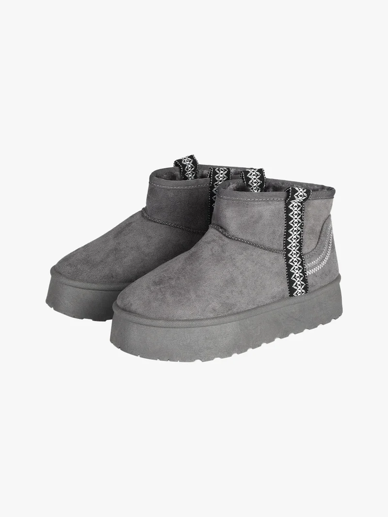 Stivaletti donna pelosi con platform - grigio
