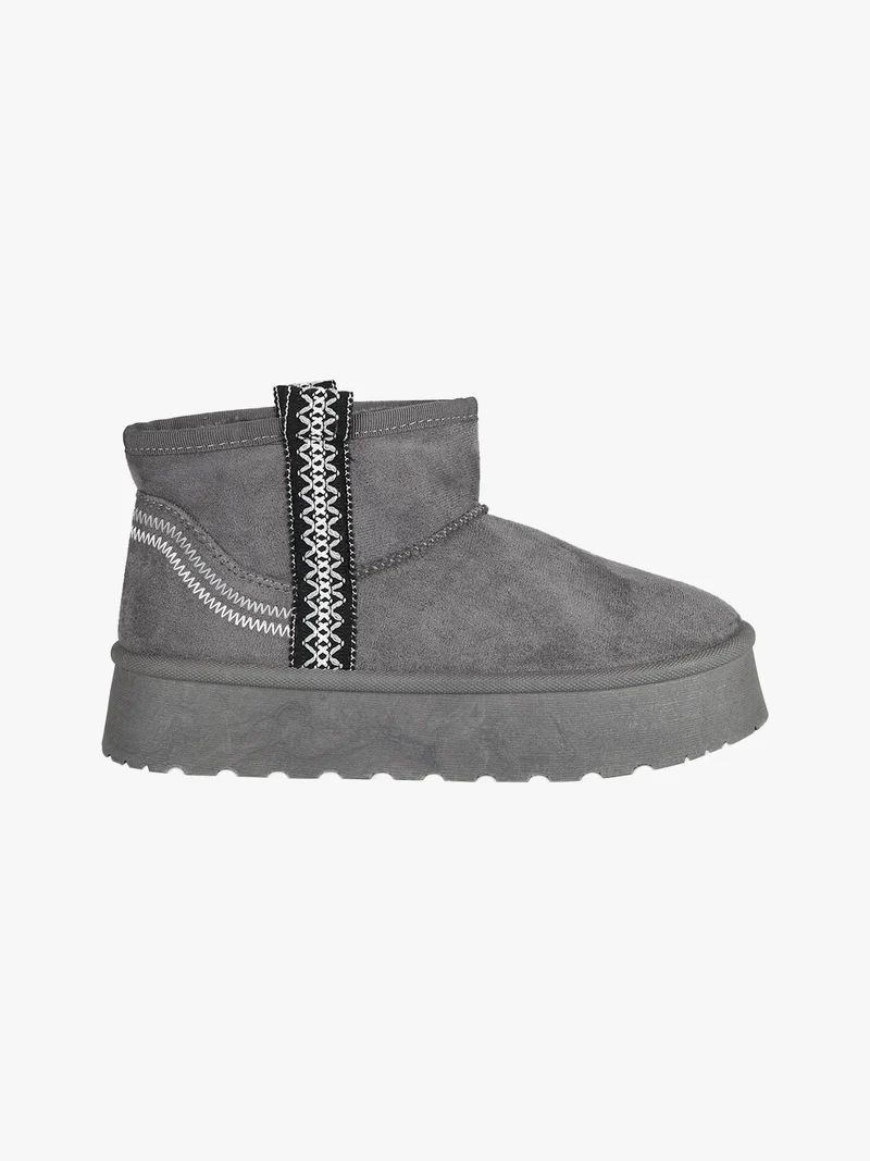 Stivaletti donna pelosi con platform - grigio