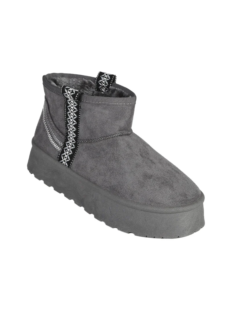 Stivaletti donna pelosi con platform - grigio