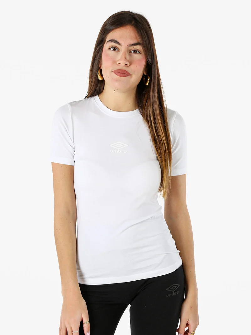 T-shirt sportiva da donna in cotone elasticizzato - bianco