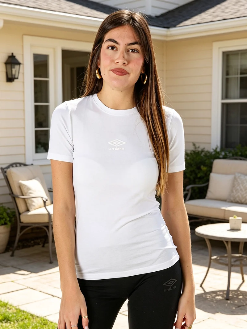 T-shirt sportiva da donna in cotone elasticizzato - bianco