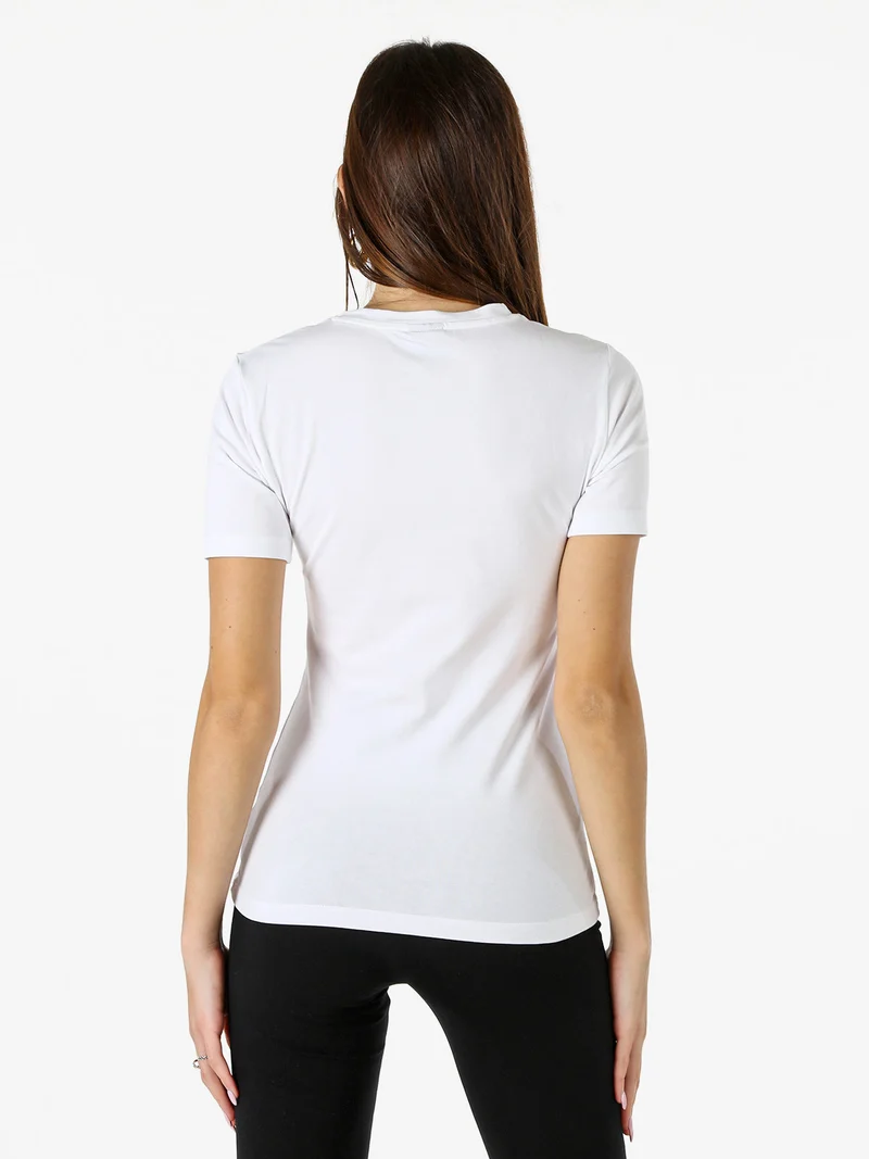 T-shirt sportiva da donna in cotone elasticizzato - bianco