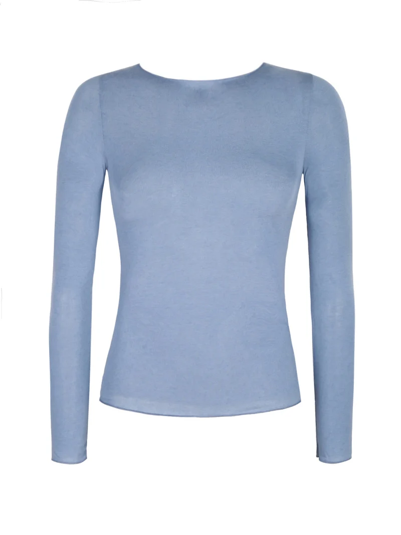 Maglietta donna in cashmere ultra light - azzurro