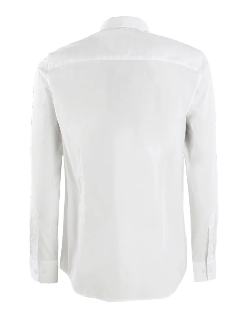 Camicia da uomo in misto cotone a maniche lunghe - bianco