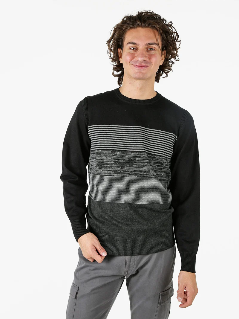 Pullover girocollo da uomo in maglia - nero