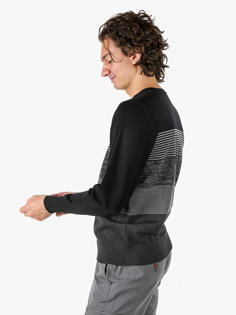 Pullover girocollo da uomo in maglia - nero