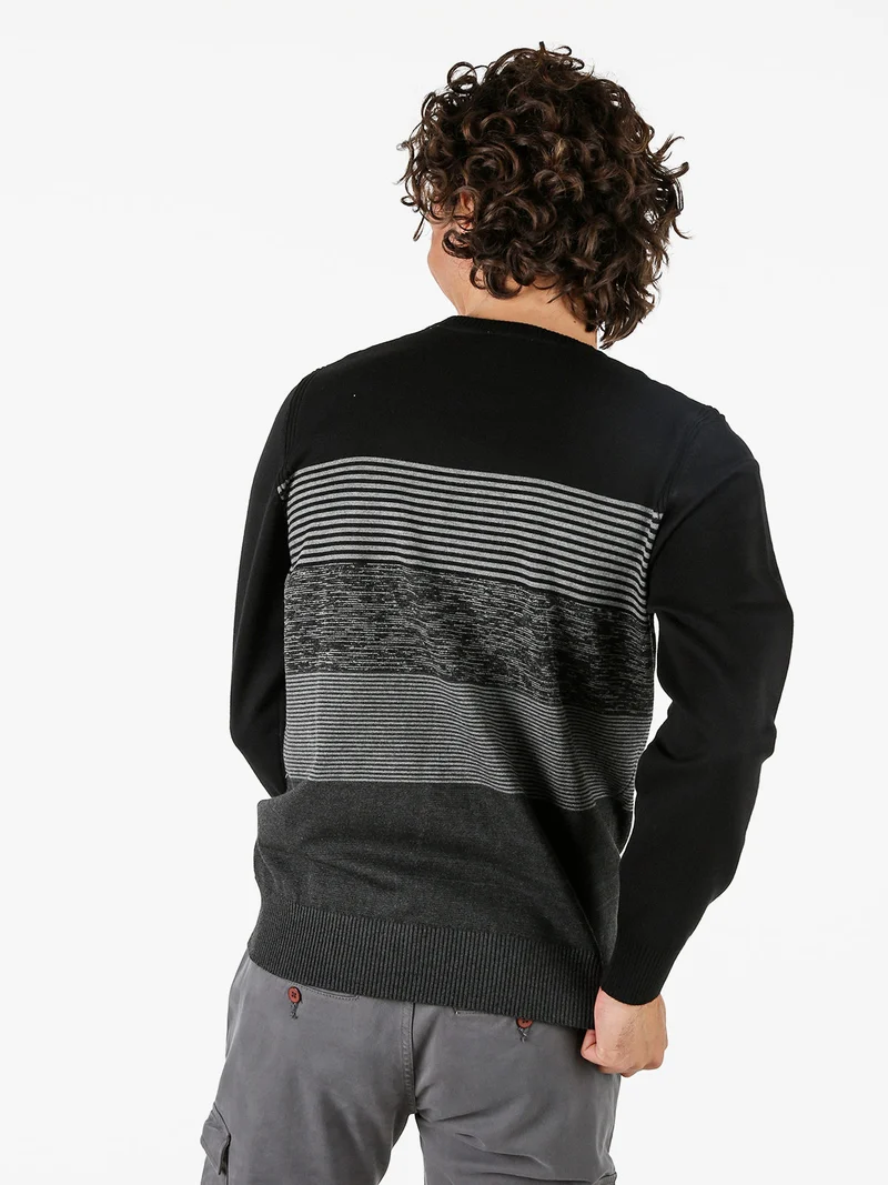 Pullover girocollo da uomo in maglia - nero