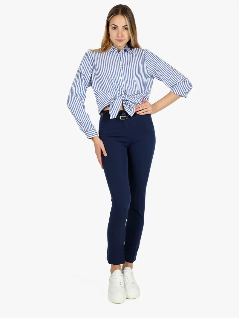 Pantaloni classici da donna a sigaretta - blu