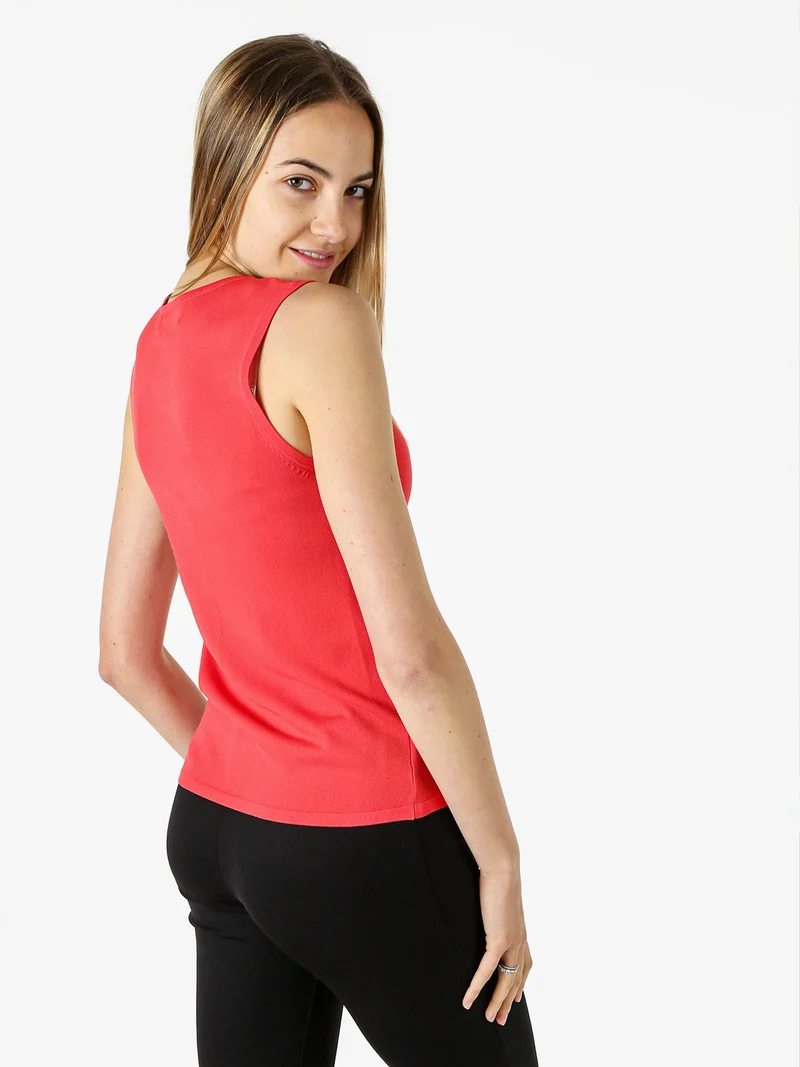 Top donna in maglia con applicazioni di strass - fragola