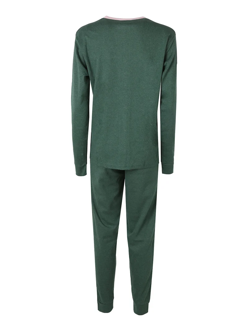 Pigiama donna in cotone con bottoni - verde