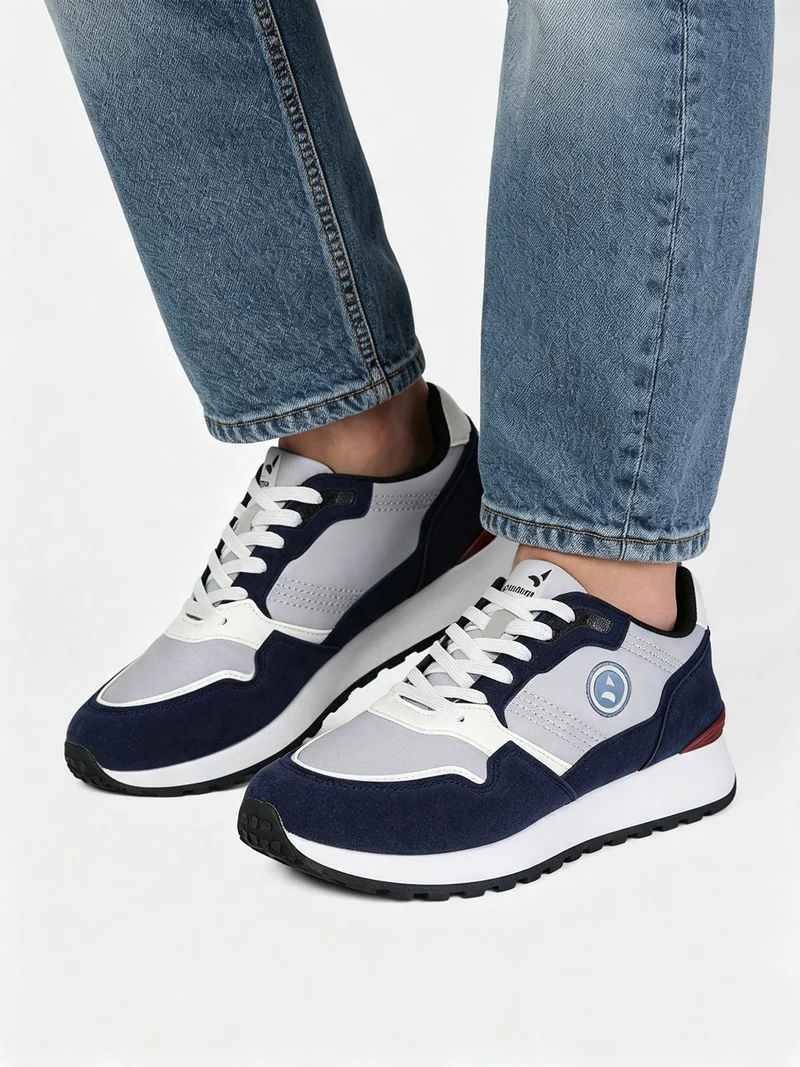 Sneakers stringate da uomo con platform - blu scuro