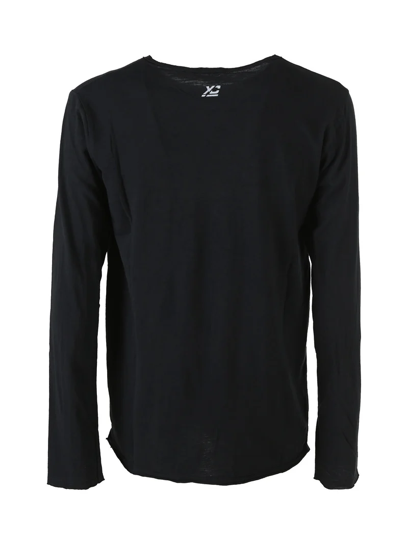 T-shirt da uomo a maniche lunghe con taschino - nero