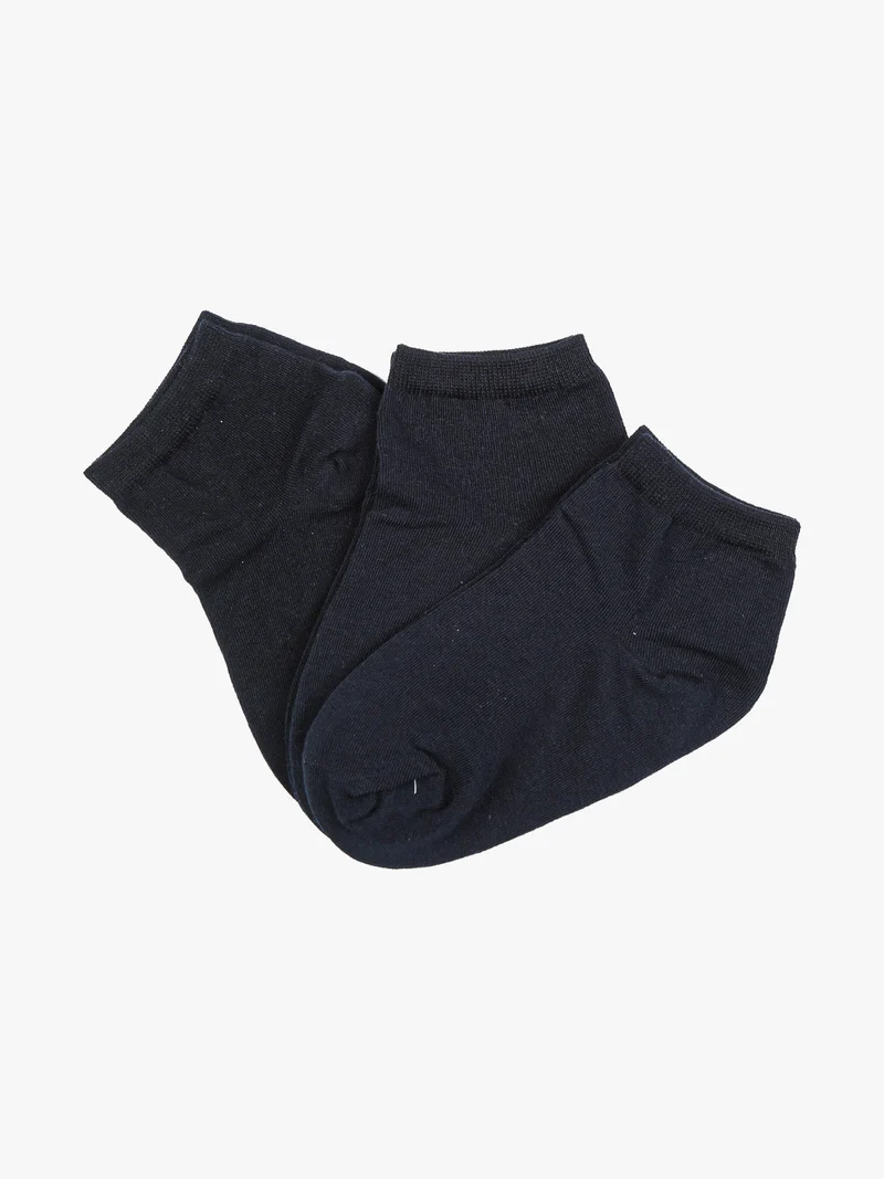 Confezione da 3 paia di calze corte da bambini in cotone - blu scuro