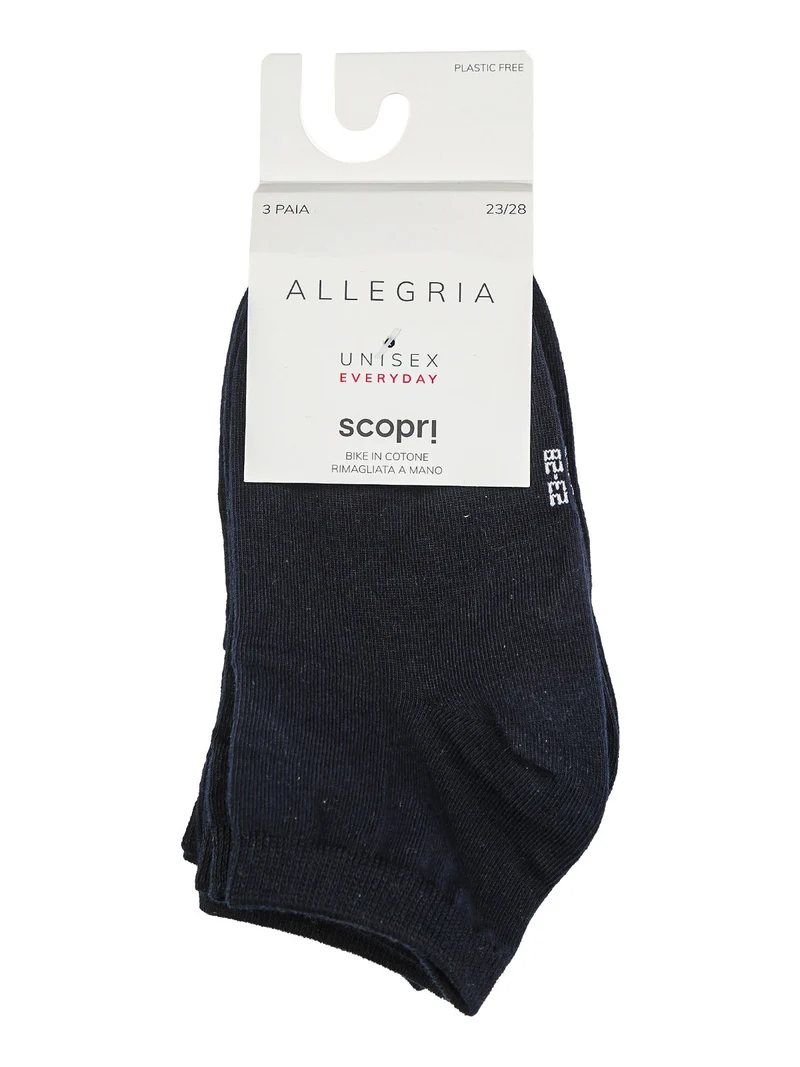 Confezione da 3 paia di calze corte da bambini in cotone - blu scuro