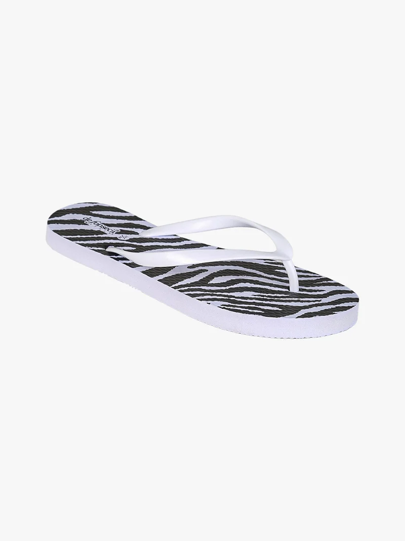 Infradito donna animalier in gomma - bianco