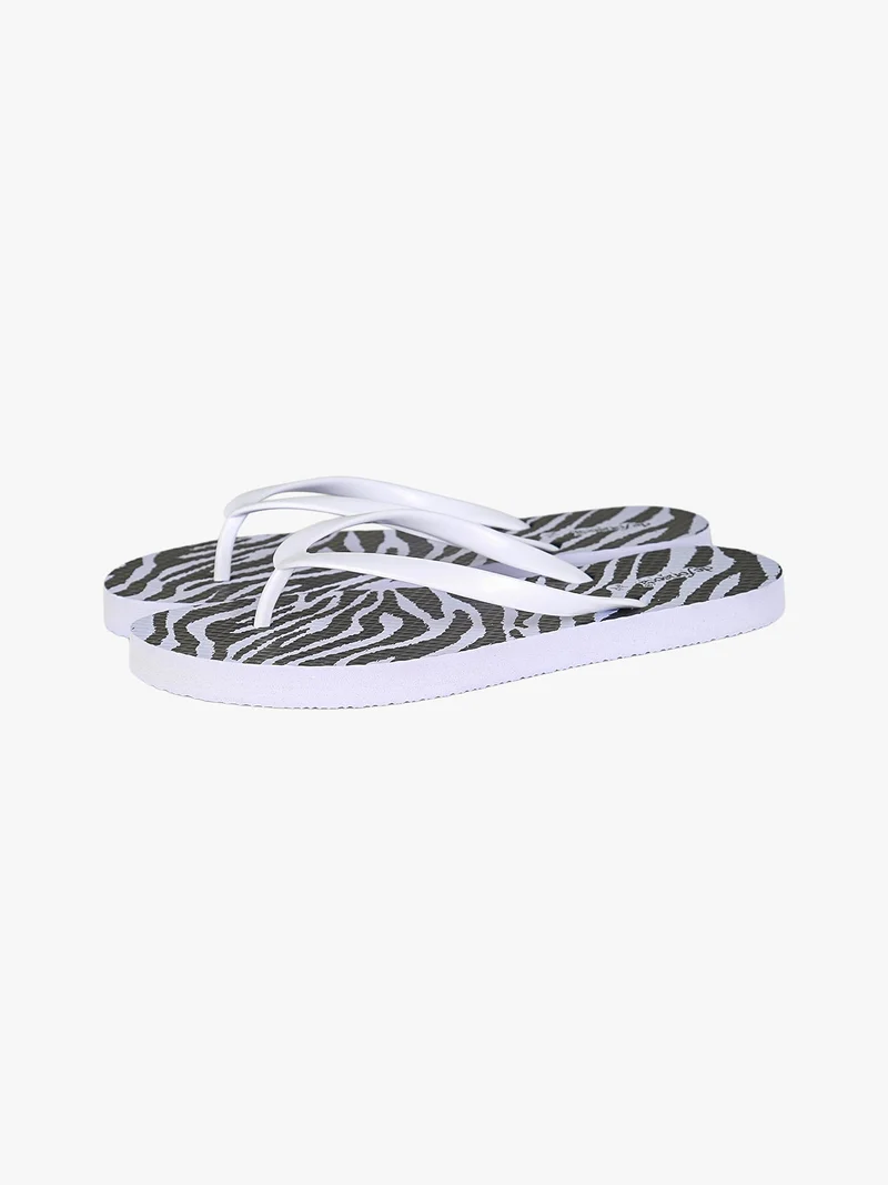 Infradito donna animalier in gomma - bianco