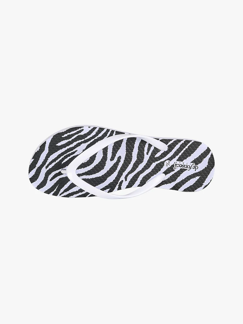 Infradito donna animalier in gomma - bianco