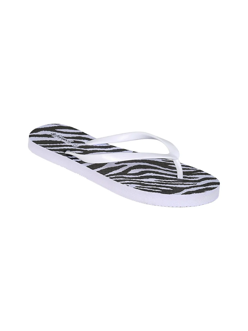 Infradito donna animalier in gomma - bianco