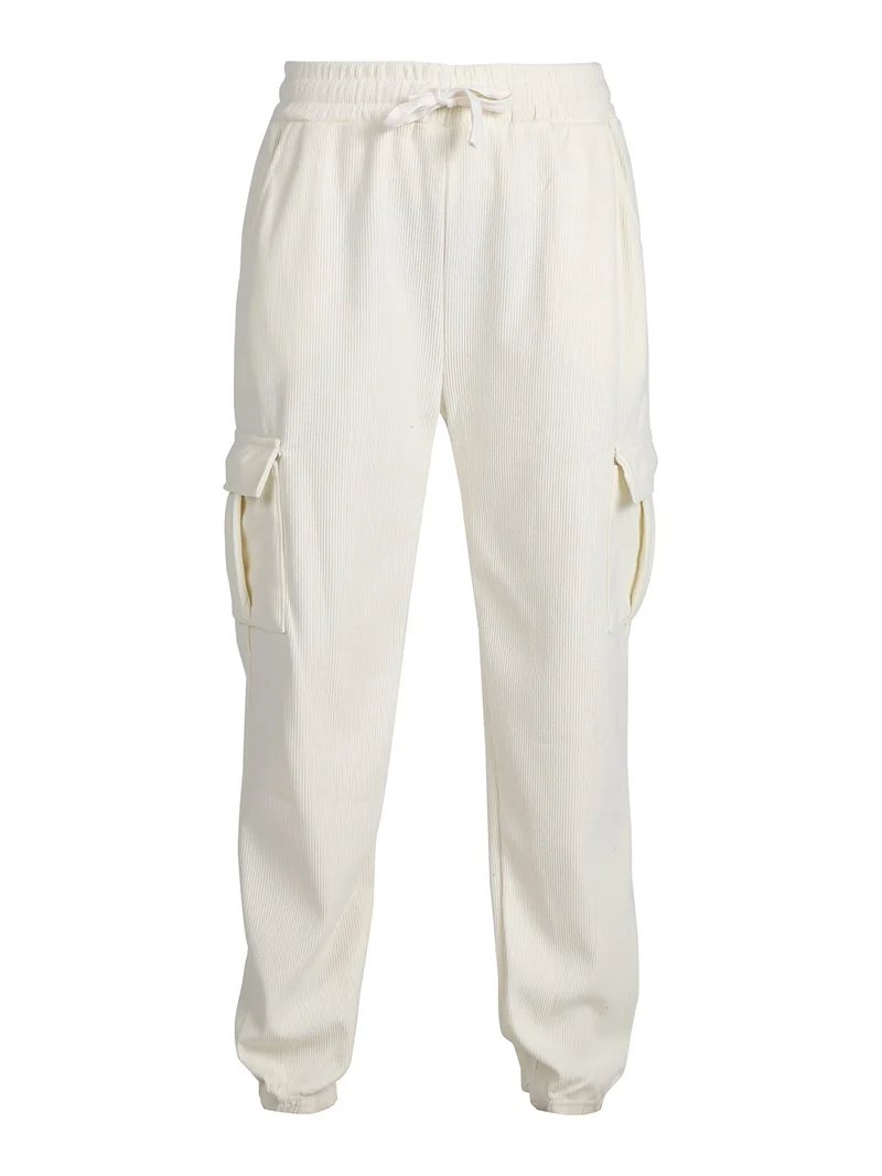 Pantaloni donna in velluto a costine - panna