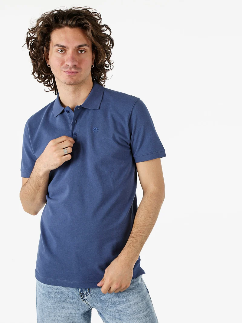 Polo da uomo in cotone a maniche corte - blu