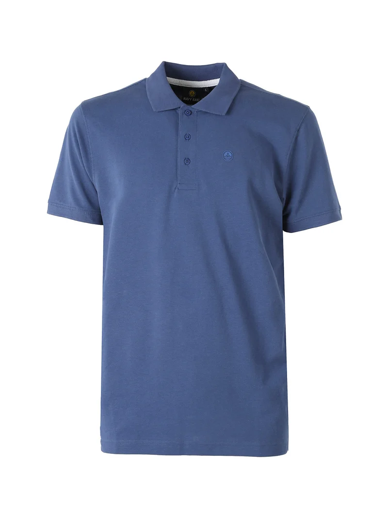 Polo da uomo in cotone a maniche corte - blu