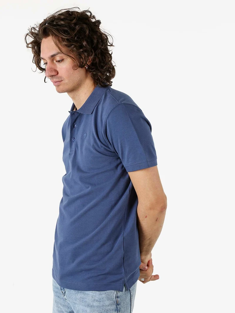 Polo da uomo in cotone a maniche corte - blu