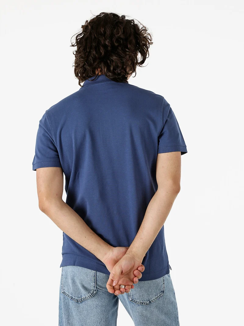 Polo da uomo in cotone a maniche corte - blu