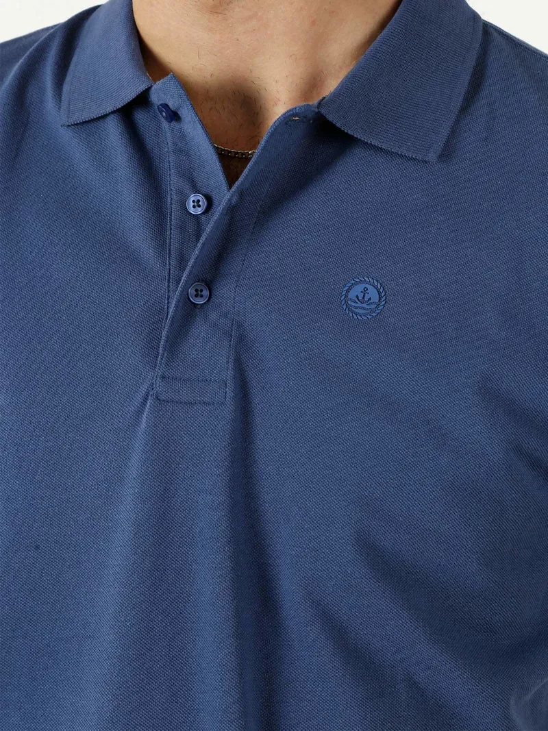 Polo da uomo in cotone a maniche corte - blu