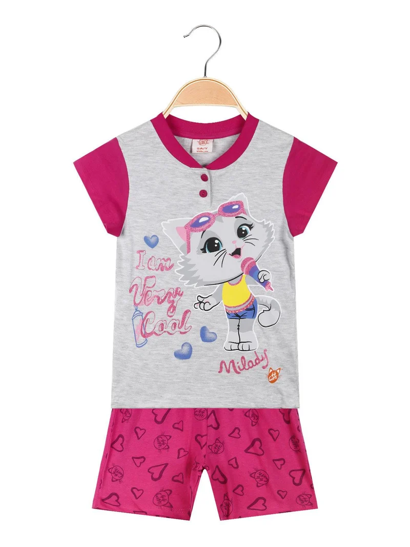 Pigiama corto bambina in cotone - grigio