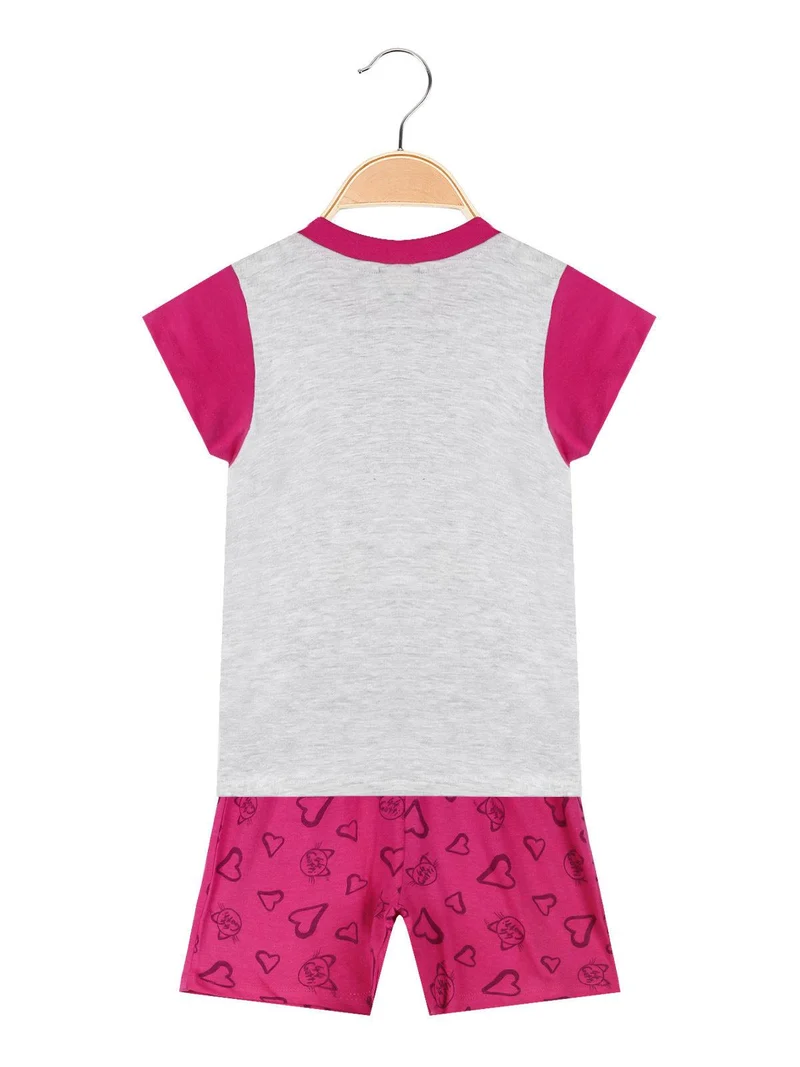 Pigiama corto bambina in cotone - grigio
