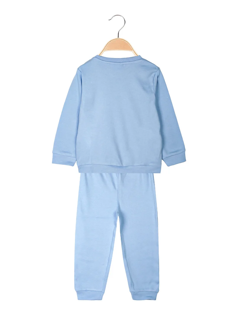 Pigiama da neonato a maniche lunghe in cotone interlock - azzurro