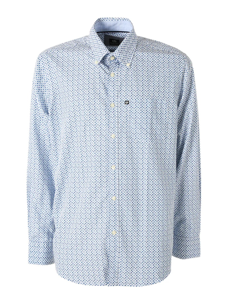 Camicia da uomo in cotone a maniche lunghe con taschino e stampe - multicolore