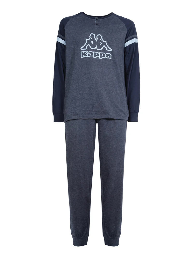 Pigiama lungo da uomo in misto cotone - jeans